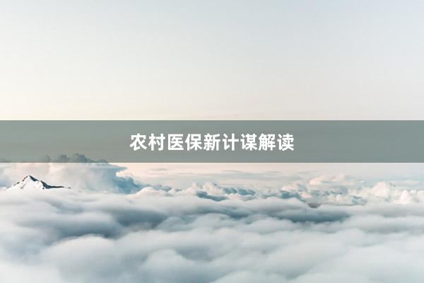 农村医保新计谋解读